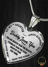 MY DAUGHTER, DADDY LOVES YOU - SILVER FINISHED HEART NECKLACE (BLACK ON TRANSPARENT) - podprintz.com