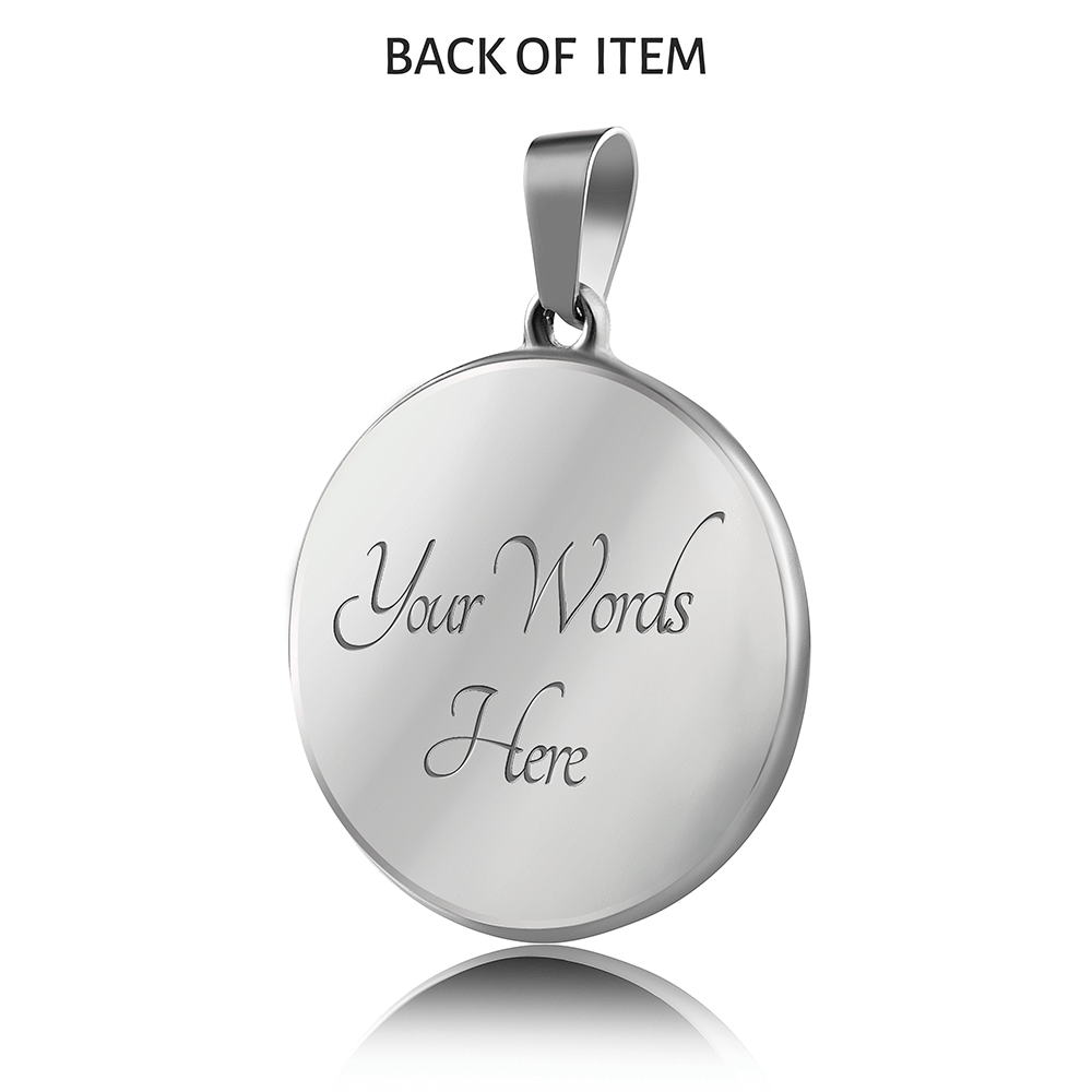 Father Daughter Best Friends Fist Bump (color)  - Silver Finished Circle Necklace - podprintz.com