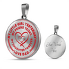 My Little Girl Forever, Love Dad (Red Ribbon Heart) - Transparent Silver Finished Circle Necklace - podprintz.com