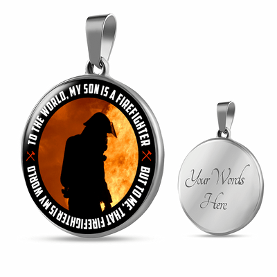My Son, My World, The Firefighter Silver or Gold Finished Necklace or Bangle Bracelet (Engraving Option) - podprintz.com