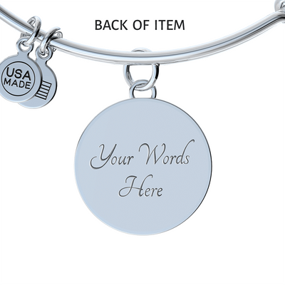 My Little Girl Forever, Love Dad - Silver Finished Circle Bangle Bracelet (Red on Transparent) - podprintz.com