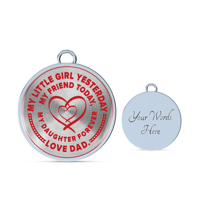 My Little Girl Forever, Love Dad - Silver Finished Circle Bangle Bracelet (Red on Transparent) - podprintz.com