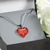 MY DAUGHTER YOU ARE PRECIOUS, SUNSHINE, JOY LOVE MOM - SILVER AND GOLD FINISHED HEART SHAPED NECKLACE (WHITE ON RED) - podprintz.com