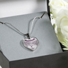 MY DAUGHTER YOU ARE PRECIOUS, SUNSHINE, JOY LOVE MOM - SILVER AND GOLD FINISHED HEART SHAPED NECKLACE (PURPLE ON TRANSPARENT) - podprintz.com