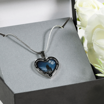 My Daughter, You are Amazing, Silver or Gold Finished Heart Shaped Necklace (Moon & Stars Edition) - podprintz.com