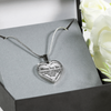 MY DAUGHTER - MOMMY LOVES YOU - SILVER FINISHED HEART NECKLACE (BLACK ON TRANSPARENT) - podprintz.com