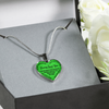 MY DAUGHTER, DADDY LOVES YOU - (LIME GREEN & BLACK TEXT) SILVER FINISHED HEART NECKLACE - podprintz.com
