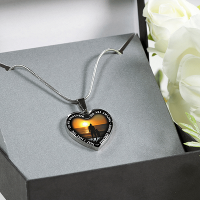 My Daughter, You are Amazing, Silver or Gold Finished Heart Shaped Necklace (Sunset Beach Deck Edition) - podprintz.com