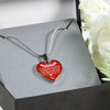 MY DAUGHTER YOU ARE PRECIOUS, SUNSHINE, JOY LOVE DAD - SILVER AND GOLD FINISHED HEART SHAPED NECKLACE AND BANGLE BRACELET (WHITE ON RED) EO - podprintz.com