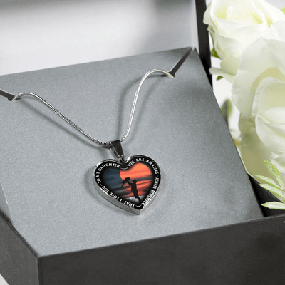 My Daughter, You are Amazing, Silver or Gold Finished Heart Shaped Necklace (Ocean Deck Sunset Edition) - podprintz.com