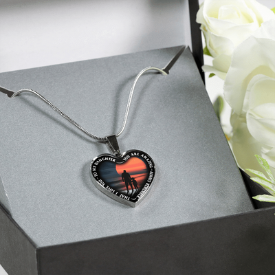 My Daughter, You are Amazing, Silver or Gold Finished Heart Shaped Necklace (Pink Sunset Deck Edition) EO - podprintz.com