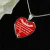 MY DAUGHTER YOU ARE PRECIOUS, SUNSHINE, JOY LOVE DAD - SILVER AND GOLD FINISHED HEART SHAPED NECKLACE (WHITE ON RED) - podprintz.com