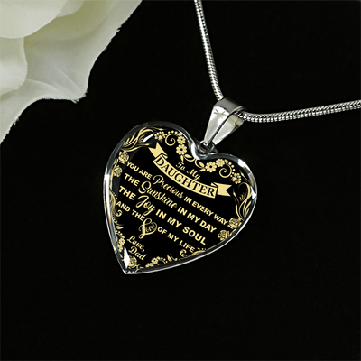 My Daughter, You are Precious (Yellow on Black) - Silver Finished Heart Bangle Bracelet - podprintz.com