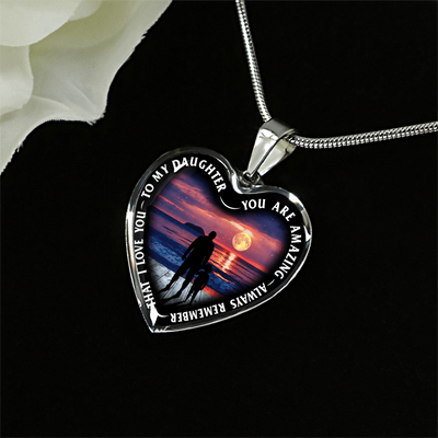 My Daughter, You are Amazing, Silver or Gold Finished Heart Shaped Necklace (Beach Deck Edition) - podprintz.com