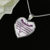 MY DAUGHTER YOU ARE PRECIOUS, SUNSHINE, JOY LOVE DAD - SILVER AND GOLD FINISHED HEART SHAPED NECKLACE AND BANGLE BRACELET (PURPLE ON TRANSPARENT) EO - podprintz.com