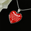 MY DAUGHTER YOU ARE PRECIOUS, SUNSHINE, JOY LOVE MOM - SILVER AND GOLD FINISHED HEART SHAPED NECKLACE (WHITE ON RED) - podprintz.com