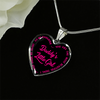 Daddy's Little Girl Gold or Silver Finished Heart Shaped Necklace (Pink on Black) - podprintz.com