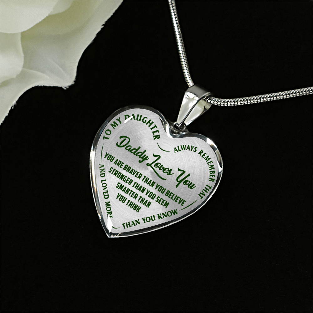 Daddy Loves You Father/Daughter Necklace Dark Green on Transparent - podprintz.com