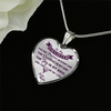 MY DAUGHTER YOU ARE PRECIOUS, SUNSHINE, JOY LOVE MOM - SILVER AND GOLD FINISHED HEART SHAPED NECKLACE (PURPLE ON TRANSPARENT) - podprintz.com