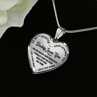 Daddy Loves You Father/Daughter Necklace Black on Transparent - podprintz.com