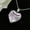 MY DAUGHTER YOU ARE PRECIOUS, SUNSHINE, JOY LOVE DAD - SILVER AND GOLD FINISHED HEART SHAPED NECKLACE (PURPLE ON TRANSPARENT) - podprintz.com