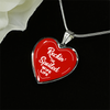 ROCKIN' THE SPOILED, WIFE LIFE - SILVER AND GOLD FINISHED HEART SHAPED BANGLE BRACELET AND NECKLACE (WHITE TEXT ON RED) EO - podprintz.com