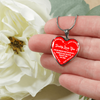 MY DAUGHTER - DADDY LOVES YOU - SILVER FINISHED HEART NECKLACE (RED WITH WHITE TEXT) - podprintz.com