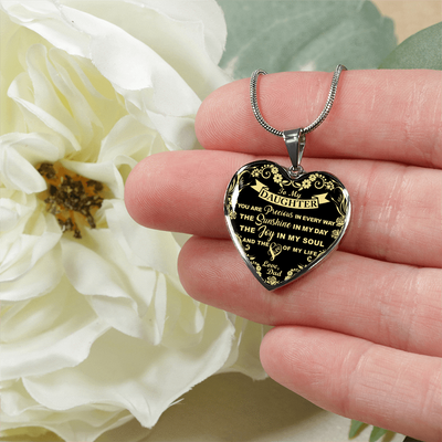 My Daughter, You are Precious (Yellow on Black) - Silver Finished Heart Bangle Bracelet - podprintz.com