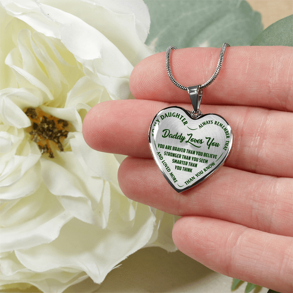 Daddy Loves You Father/Daughter Necklace Dark Green on Transparent - podprintz.com