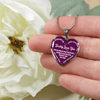 MY DAUGHTER, DADDY LOVES YOU - (PURPLE & WHITE TEXT) SILVER FINISHED HEART NECKLACE - podprintz.com