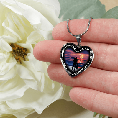 My Daughter, You are Amazing, Silver or Gold Finished Heart Shaped Necklace (Beach Deck Edition) - podprintz.com