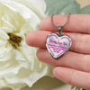My Daughter, Daddy Loves You - Silver Finished Heart Necklace (Pink on Transparent) - podprintz.com