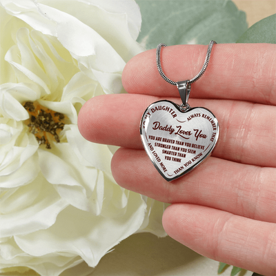 Daddy Loves You Father/Daughter Silver or Gold Finished Necklace or Bangle Bracelet Dark (Red on Transparent) - podprintz.com