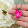 MY DAUGHTER, DADDY LOVES YOU - (PINK & WHITE TEXT) SILVER FINISHED HEART NECKLACE - podprintz.com