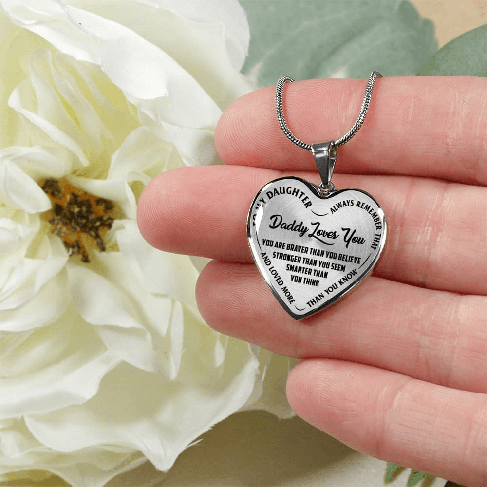 Daddy Loves You Father/Daughter Necklace Black on Transparent - podprintz.com