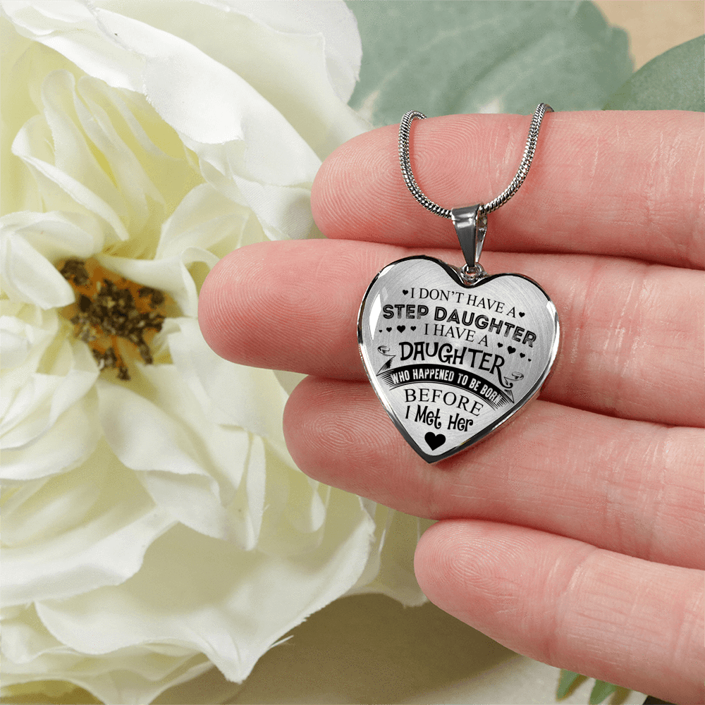 I DON'T HAVE A STEPDAUGHTER, SILVER OR GOLD FINISHED HEART SHAPED NECKLACE AND BANGLE BRACELET (BLACK ON TRANSPARENT) EO - podprintz.com