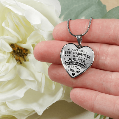 I DON'T HAVE A STEPDAUGHTER, SILVER OR GOLD FINISHED HEART SHAPED NECKLACE AND BANGLE BRACELET (BLACK ON TRANSPARENT) EO - podprintz.com