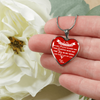 MY DAUGHTER YOU ARE PRECIOUS, SUNSHINE, JOY LOVE MOM - SILVER AND GOLD FINISHED HEART SHAPED NECKLACE (WHITE ON RED) - podprintz.com