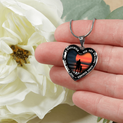 My Daughter, You are Amazing, Silver or Gold Finished Heart Shaped Necklace (Pink Sunset Deck Edition) - podprintz.com