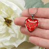 MY DAUGHTER YOU ARE PRECIOUS, SUNSHINE, JOY LOVE DAD - SILVER AND GOLD FINISHED HEART SHAPED NECKLACE (WHITE ON RED) - podprintz.com