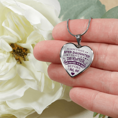 I DON'T HAVE A STEPDAUGHTER, SILVER OR GOLD FINISHED HEART SHAPED NECKLACE AND BANGLE BRACELET (PURPLE ON TRANSPARENT) EO - podprintz.com