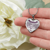MY DAUGHTER YOU ARE PRECIOUS, SUNSHINE, JOY LOVE DAD - SILVER AND GOLD FINISHED HEART SHAPED NECKLACE (PURPLE ON TRANSPARENT) - podprintz.com