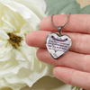 MY DAUGHTER YOU ARE PRECIOUS, SUNSHINE, JOY LOVE MOM - SILVER AND GOLD FINISHED HEART SHAPED NECKLACE (PURPLE ON TRANSPARENT) - podprintz.com