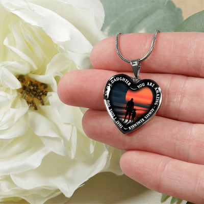 My Daughter, You are Amazing, Silver or Gold Finished Heart Shaped Necklace (Pink Sunset Deck Edition) EO - podprintz.com