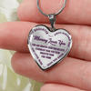 MY DAUGHTER - MOMMY LOVES YOU - SILVER FINISHED HEART NECKLACE (PURPLE ON TRANSPARENT) - podprintz.com