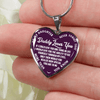 My Daughter, Never Forget, Daddy Loves You Silver or Gold Finished Necklace (White on Purple) - podprintz.com