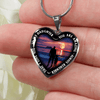 My Daughter, You are Amazing, Silver or Gold Finished Heart Shaped Necklace (Full Moon Beach Black Edition) - podprintz.com