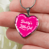 Daddy's Little Girl Gold or Silver Finished Heart Shaped Necklace (White on Pink) - podprintz.com