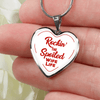 ROCKIN' THE SPOILED, WIFE LIFE - SILVER AND GOLD FINISHED HEART SHAPED BANGLE BRACELET AND NECKLACE (RED TEXT ON WHITE) EO - podprintz.com