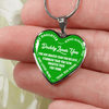 MY DAUGHTER - DADDY LOVES YOU - SILVER FINISHED HEART NECKLACE (GREEN WITH WHITE TEXT) - podprintz.com